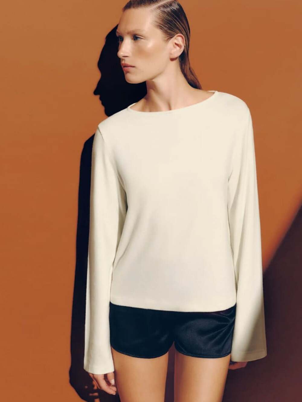 Reformation Eternity Knit Top in Fior di Latte Size Small Boat Neck Bell Sleeves